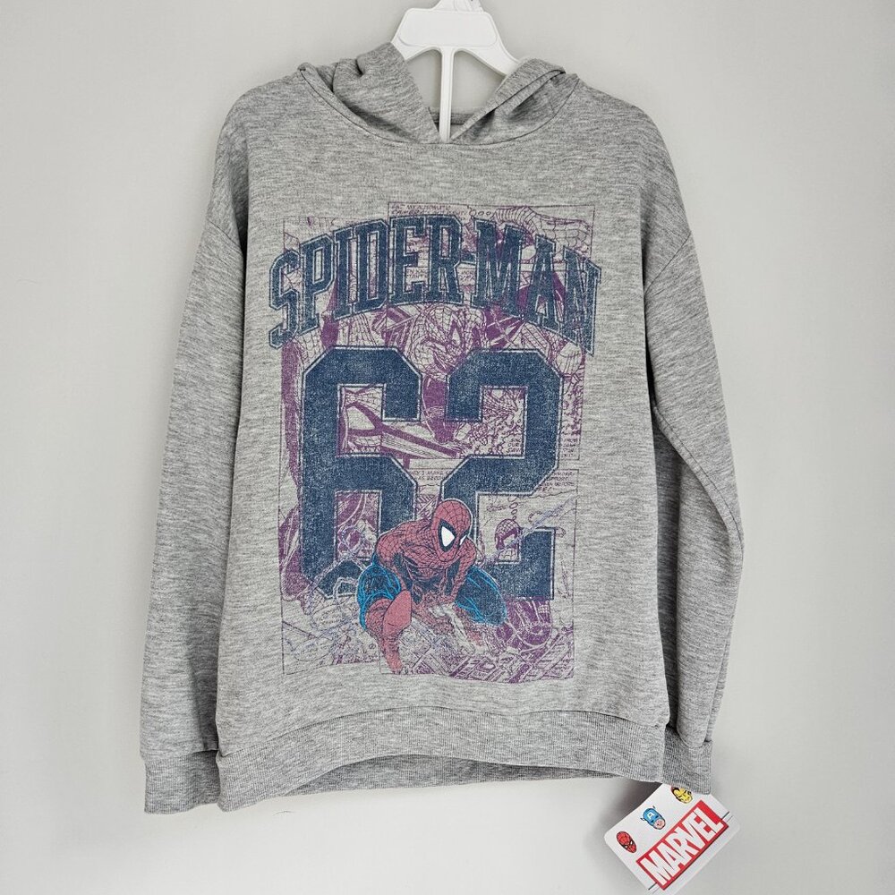 Marvel Spider Man Kid's Sweatshirt Hoodie & Shorts Outfit Set of 2, Gray Size 12